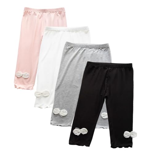 4pcs Girls Capri Leggings 3/4 ShortsToddler Girl Basic Solid Summer Leggings Kids Dance Pants for School
