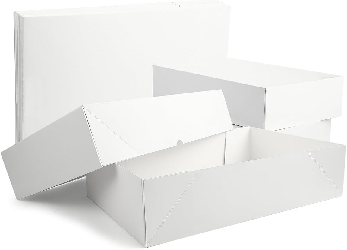 NATIVICO 12 Premium Large Gift Boxes for Presents - Extra Large White Gift Boxes with Lids - 4-inch Deep Large Gift Box Good for Robes and Bulky Items