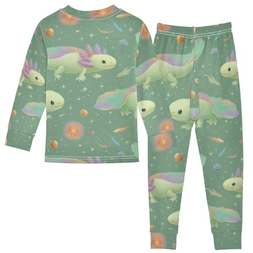 Pajama Sets Long Sleeve Axolotl Space with Planets Soft Comfy Sleepwear 2 Piece PJS 3-8T3