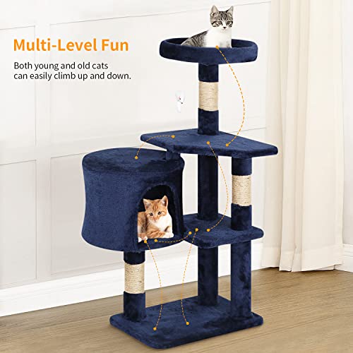 Image of BestPet | 36 inch Cat Tree Tower | Navy Blue | Sturdy Multi-Level Cat Tree