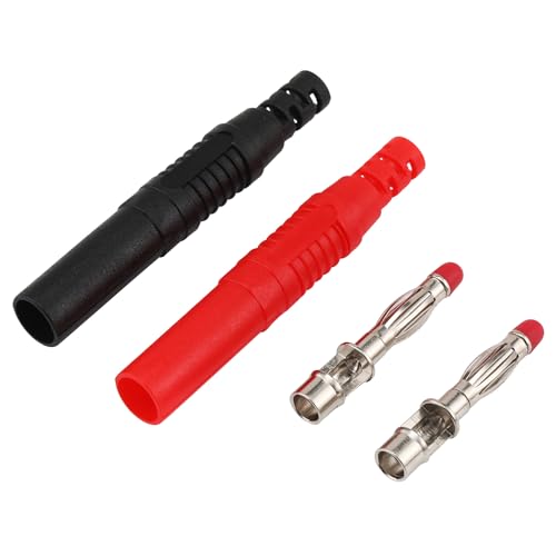 Greluma 8 STK Isolierte, ummantelte 4-mm-Bananenstecker und -buchsen, Sicherheitslöt-Bananenstecker und -buchsen für Multimeter-Messleitungen
