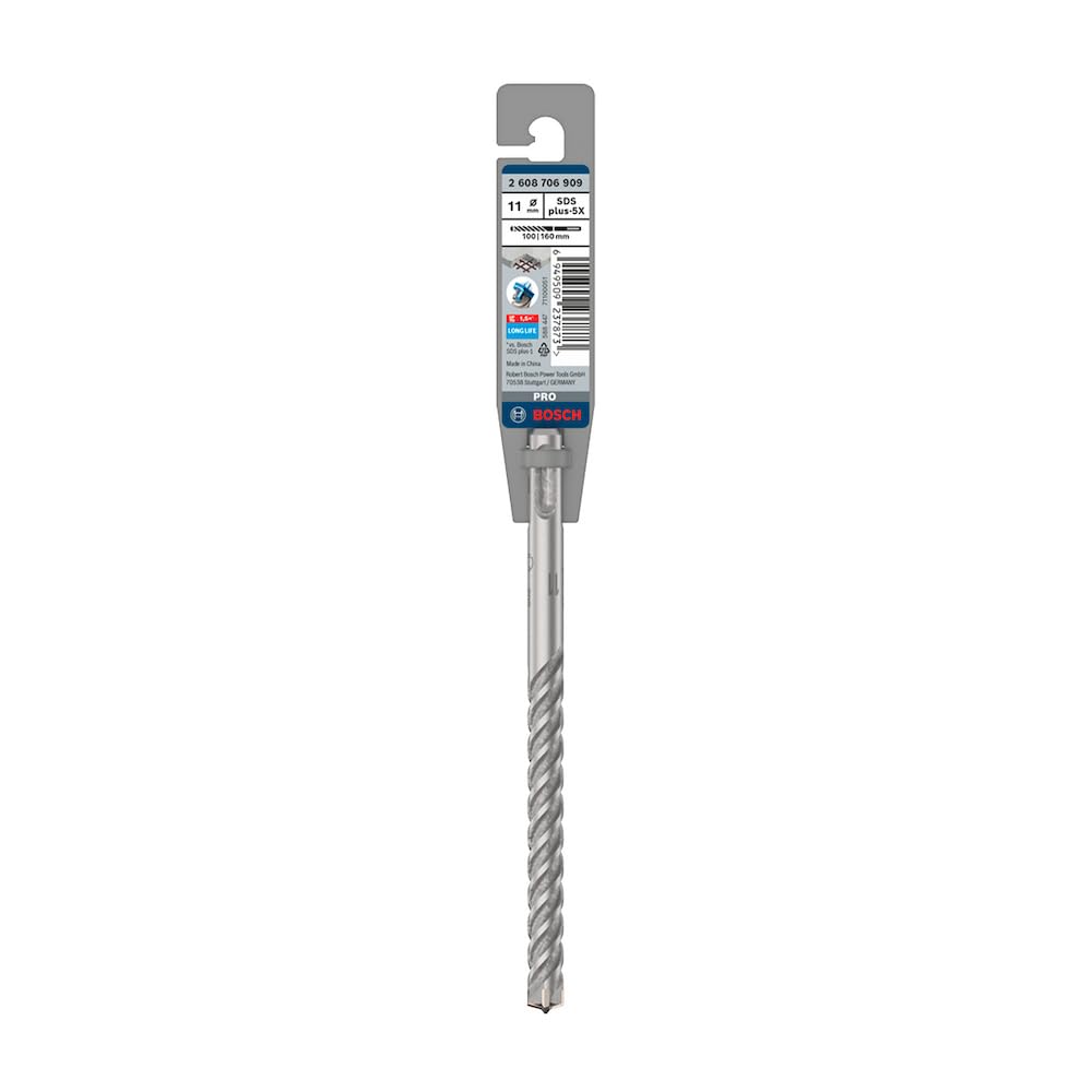 Bosch 1x PRO SDS plus-5X Kırıcı Delici Delme Ucu (Donatılı Beton, Beton, Ø 11,00 mm, Professional Aksesuar Kırıcı Delici)