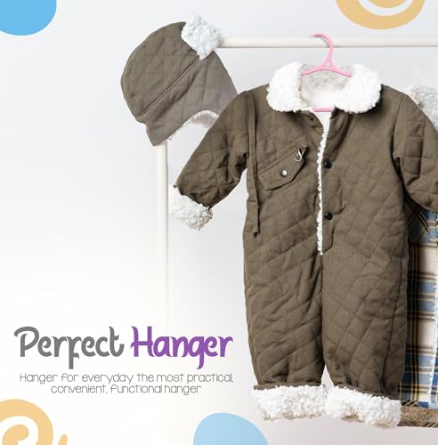 Utopia Home Kids Hangers 60 Pack - 11 Inch Plastic Baby Hangers for Closet - Childrens Hanger for Clothes & Infant Hanger for Closet - Non-Slip Shoulder Grooves, Strap Hooks & Pants Bar (Baby Pink) - Image 3