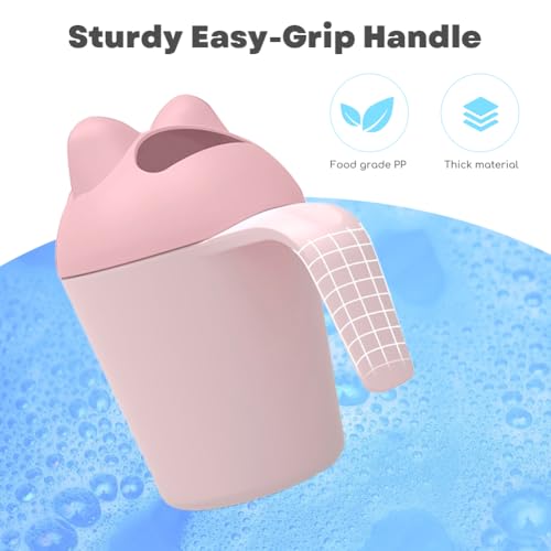 Image of Baby Bath Rinse Cup, Cute Cartoon Cat Baby Bath Rinser Baby Rinser Pail Shampoo Rinser, Newborn Bath Shower Wash Hair Cup for Bath and Shower