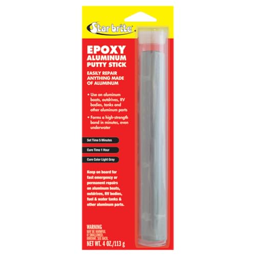 STAR BRITE Epoxy Aluminum Putty Stick - Make Fast, Permanent Repairs - Even Underwater - Aluminum 4 OZ. (087004)
