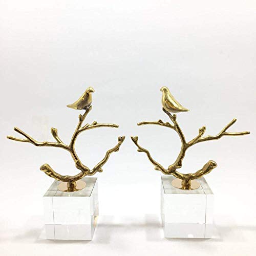 Sculpture animalière d'oiseau sur branche pour armoire à vin chic