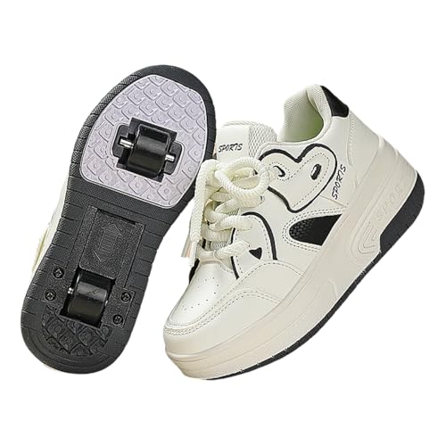 Viaoragiosa Zapatillas con Ruedas para NiñOs,Zapatillas Ruedas,Zapatillas Skateboard con Dos Ruedas,Rueda Trasera AutomáTica,Transpirable,Retirable,para CumpleañOs