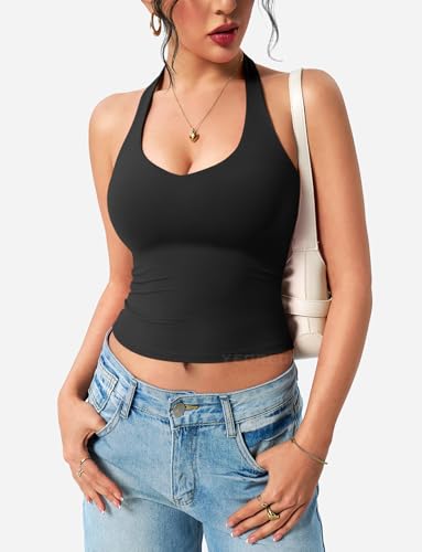YEOREO Aherin Women Halter Tank Tops Not Padded Cami Open Back Slim Fit Fitness Y2K Going Out Crop Top3