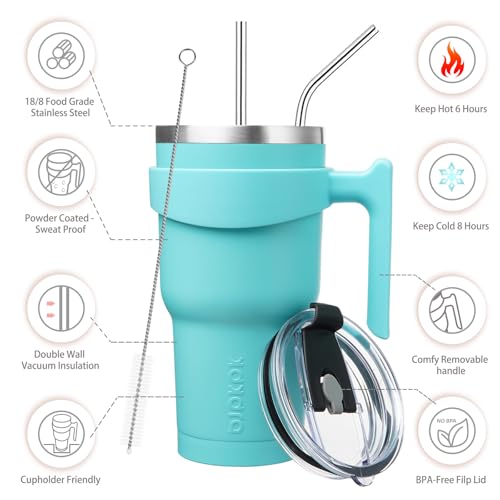 Image of BJPKPK 30 oz Tumbler with Handle & Straw, Insulated Stainless Steel Mug