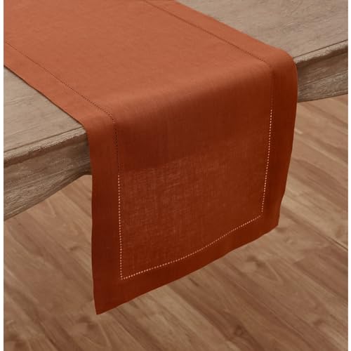 image for Solino Home Linen Cinnamon Table Runner 72 Inches Long - 100% Pure Lin