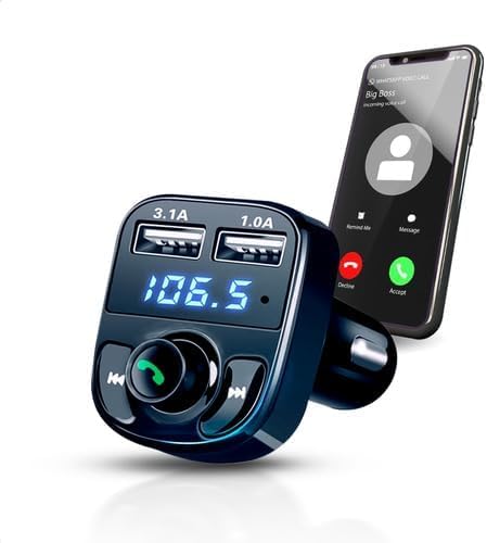 Adaptador Bluetooth Carro Universal Transmissor Carregador Sem Fio Veicular x8