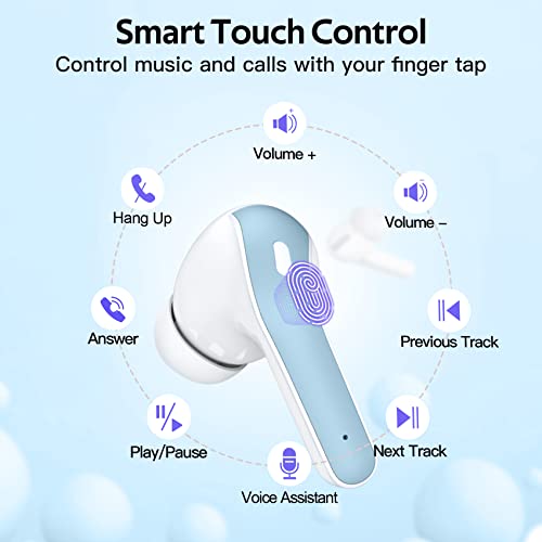 Image of TAGRY Bluetooth Headphones True Wireless Earbuds 60H Playback LED Power Display Earphones with Wireless Charging Case IPX5 Waterproof in-Ear Ear buds with Mic for TV Smart Phone Laptop Computer Sports
