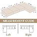 LA MEACK Couch Cushion Covers for Sectional Sofa L Shape Washable Separate Seat Chaise Couch Cover Stretch Sofa Slipcovers with 2 Pcs Pillowcases(3 Seater + 1 Chaise, Natural)