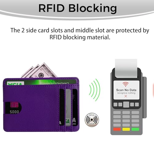Light Purple Leather Minimalist Wallet for Men & Women – RFID Front Pocket Card Holder, Slim & Durable Leather Wallet, Stylish & Secure (Light Purple)4