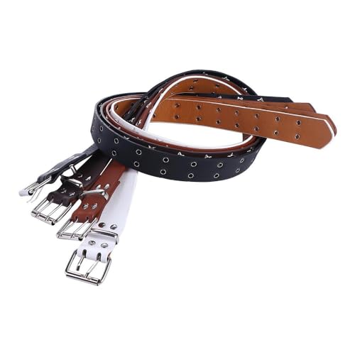 Double Grommet Star Hole PU Leather Belt, Wide Side Metal Buckle Belts, Waist Strap Belt Punk Belts for Jeans Dresses3