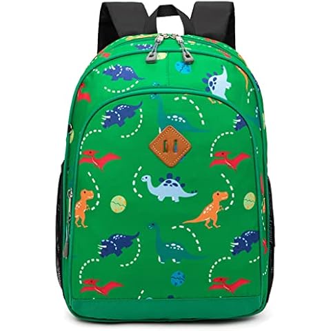 JinBeryl 15 Inch Toddler Backpack Boys, Kids Backpack for Preschool or Kindergarten, with Chest Strap, Dinosaur Green, S, Rucksack Backpacks Cover