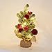 MYELLU Burlap Small Christmas Tree Decor with Lights - Mini Tabletop Artificial Tree Centerpiece for Indoor Home Office Desk Holiday Decorations(Red Ornament)