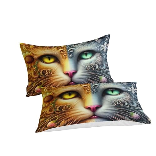 Housse de couette chat 3D anti-plis en microfibre douce facile à border - 3