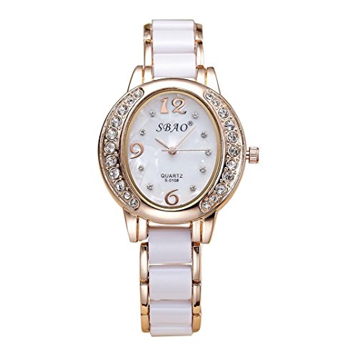 Hot Sale! AMA(TM) Women Ladies Crystal Business Wrist Watch Quartz Bracelet Watches Gifts (White)