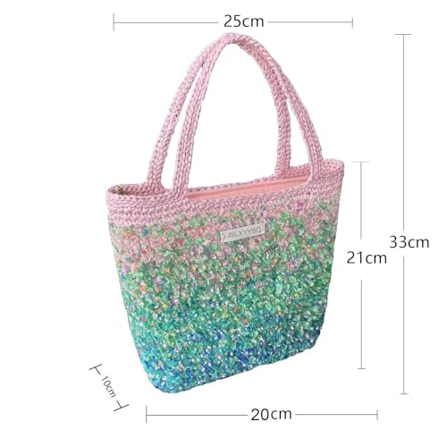 Designer Handbags for Women Knit Bag Gradient Colorful Oil Painting Print Crossbody Purses Top Handle Handbags2