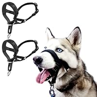 JSTHHTT 2 Pcs Hundehalfter Mit Gepolstertem Stoff, Hundehalfter mit Sicherheitsgurt, Verhindert, DASS Ihr Hund an der Leine zieht, Kopfgeschirr für Hunde, Leicht, mit gepolstertem Nasenriemen