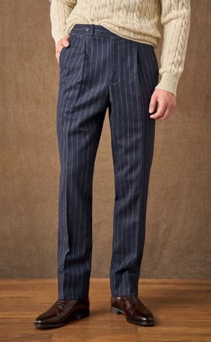 VENNYNG Men's Autumn Business Trousers Stripe Thick Suit Pants Casual Straight Leg Vintage Style2