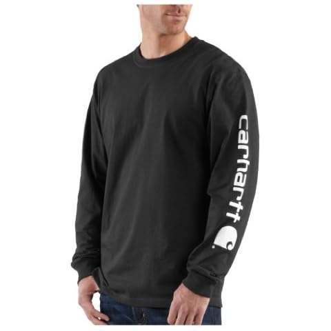 CarharttMenLoose Fit Heavyweight Long-Sleeve Logo Sleeve Graphic T-ShirtBlackX-Large Cover