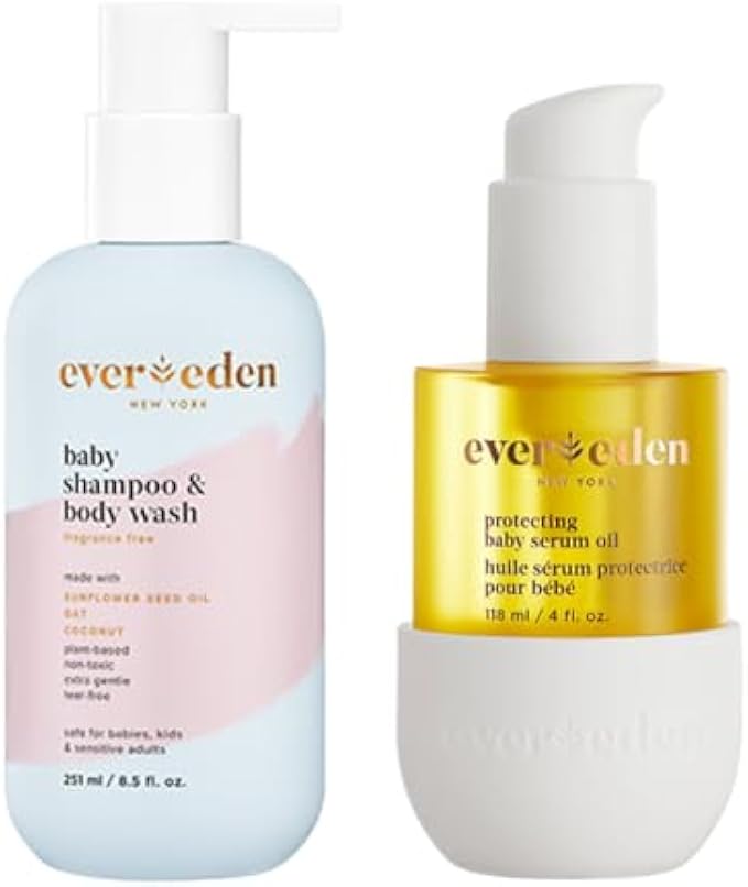 Evereden Baby Cradle Cap Care Bundle: Clean & Vegan Shampoo, Body Wash, Protecting Oil for Newborns - Great for the Whole Family