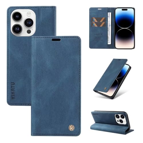 GoodcAcy Neu 2025 Leder Schutz für Samsung Galaxy J4/J4 2018 Hülle PU Leder Handyhülle Lederhülle Klapphülle Kartenfach Flip Cover für Galaxy J4/J4 2018 Handy hülle Leather Wallet Phone Hülle Blau