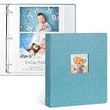 Vienrose Photo Album Self Adhesive 3 Ring Binder Photo Albums, Linen Cover Scrapbook Album, Photo Album Book with Sticky Pages Fit 2x3 4x6 5x7 8x10 Photos (Blue, 20 Sheets/ 40 Pages)