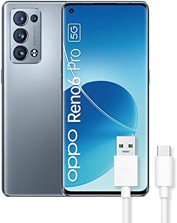 OPPO Reno6 Pro 5G, Qualcomm 870, Display 6.55‘’ FHD+ AMOLED 90Hz, Quad Camera 50+16+13+2MP, RAM 12GB Espandib. + ROM 256GB, 4500mAh, Dual Sim, con cavo dati Tipo-C [Versione Italiana], Lunar Grey