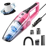 BOYMOO Car Vacuum Cleaner – 9000PA High Power Suction, DC 12V Portable Handheld Auto Vacuum with Attachments, Mini Car Interior Cleaner for Pet Hair, Dust, Crumbs, and Debris (Blush Pink)