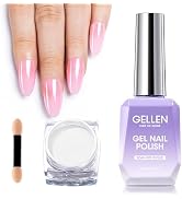 Gellen Pink Pearl Chrome Nail Powder and Pink Gel Nail Polish Kit, Reflecting Pink Pearl Chrome P...