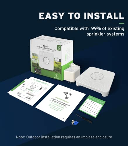 Imolaza Smart Sprinkler Controller Wifi, 8 Zone Irrigation Controller With Automatic Watering And App Control, Save Water Through Rain, Freeze, Wind Skip #TOP5