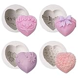Fizdoqg Kerzen Silikonformen 4 Stück Silikonform Blumen Seifenformen Silikon Fondant Formen, Blume...