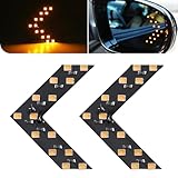 12V 3528-14SMD Rear View Mirror Turn Signal, Arrow Design Hidden LED Turn Signal, Modification Fittings, Universal for Most Cars, Trucks, Motorcycles, Scooters (Yellow)