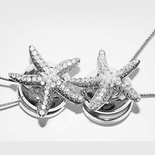 Tsacte 1 Pair Curtain Tiebacks Holdbacks Magnetic Creative Diamond Starfish Curtain Clips Buckle Bind Europe Type (2, Silver) #TOP6