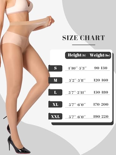 Image of HONENNA Sheer Tights for Women 2 Pairs Ultra Thin Reinforced T Crotch Control Top Pantyhose Stockings