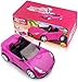 SUPER JOY Convertible Car for Dolls, Glittering Magenta Convertible Doll Vehicle with Working Seat Belts