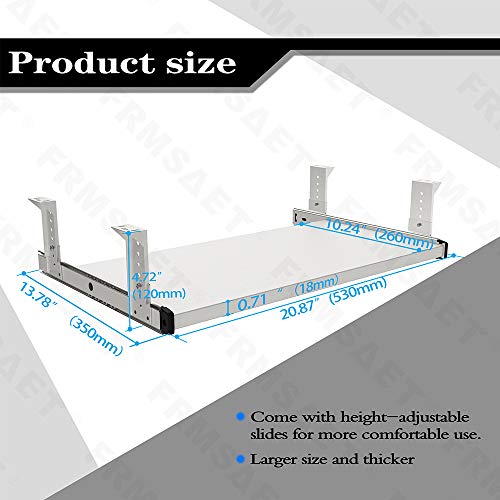 FRMSAET Furniture Accessories Office Product Suits Hardware 20/24/30 inches Keyboard Drawer Tray Wood Holder Under Desk Adjustable Height Platform. (20 inches, White)