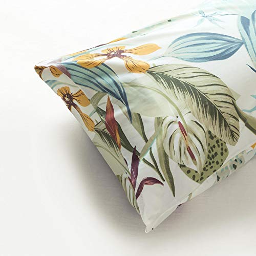 SUSYBAO Tropical Flower Duvet Cover King 100% Egyptian Cotton Yellow Floral Duvet Cover 3 Pieces Set 1 Green Vintage Plant Pattern Duvet Cover with Zipper Ties 2 Pillowcases Red Botanical Bedding - Image 6