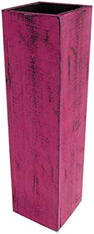 IGC Large Floor Wood Vase - 24" Hot Pink Distressed - Handmade Decorative Vintage Wooden Rustic Vase
