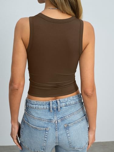 Image of Eachyes Womens Ribbed Crop Tank Tops High Neck Sleeveless Slim Fit Shirts Summer Casual Y2k Going Out Clothes 2026