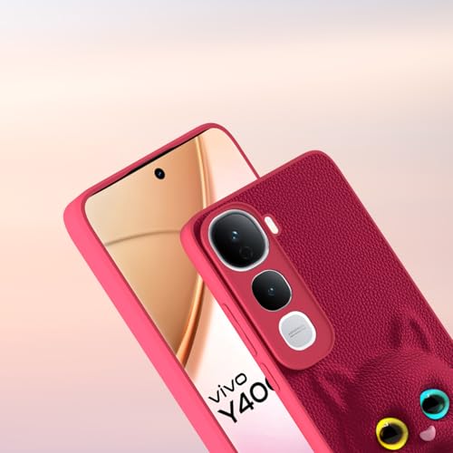 Image of Amazon Basics Back Cover for Vivo Y400 5G | Premium Look | Cute Soft Leather TPU Bumper Case for Girls (Pink)