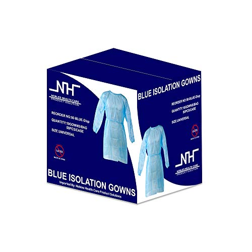 Disposable Isolation Gown Size: Universal Qty: 50 per Case (Blue)