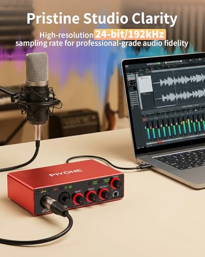 Image of Audio Interface, 2X2 24-bit /192kHz Interface for High-Fidelity, Studio Quality PC /Mac /iOS Recording, XLR /TRS Combo Input, Monitor Mix /Loopback Function, One-Cable Setup(Alloy Red)