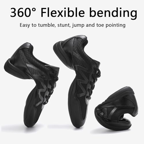 Girls Cheer Shoes Black Breathable Cheerleading Shoes Non-Slip for Cheer Competitions, Practice, Dance, Gymnastics Size Little Kid 12 to Women 11.53