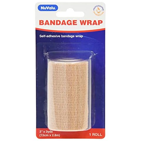 NuValu Bandage Elastic Cohesive Self Adhesive Wrap, Beige, 3in x 3yrds (2 Pack) Cover