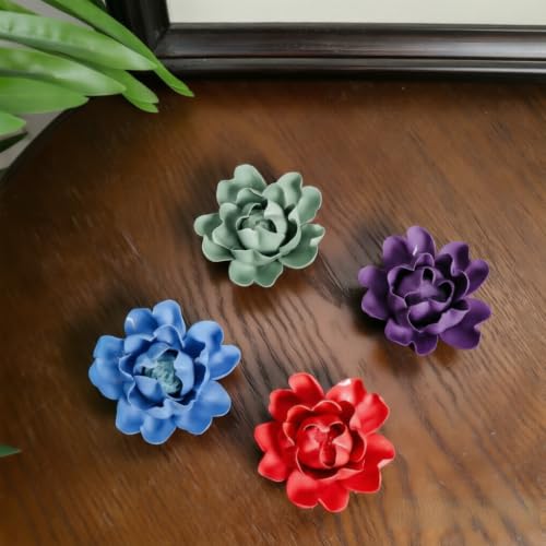 Image of Purple,Luoyang Peony, 3.54 inch,Ceramic Flower Wall Art Decor, Artificial Flower Wall Sculpture,Handmade Ceramic Flowers for Home,Hallway,Living Room, Kitchen,Bathroom