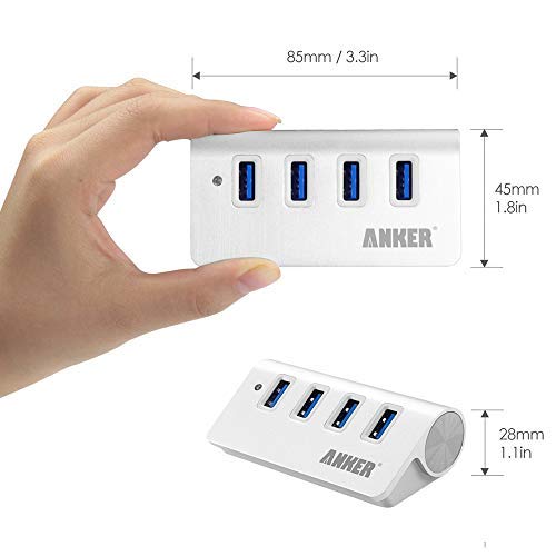 Image of Anker 4-Port USB 3.0 Unibody Aluminum Portable Data Hub with 2ft USB 3.0 Cable for MacBook, Mac Pro /mini, iMac, XPS, Surface Pro, Notebook PC, USB Flash Drives, Mobile HDD, and More